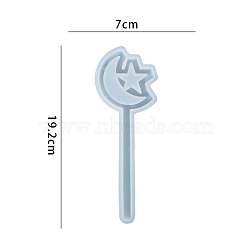 DIY Fairy Stick Food Grade Silicone Molds, Decoration Making, Resin Casting Molds, For UV Resin, Epoxy Resin Jewelry Making, Moon, 192x70x2mm(SIMO-PW0010-10D)