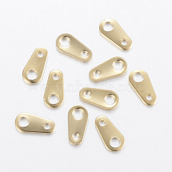 304 Stainless Steel Chain Tabs, Chain Extender Connectors, Teardrop, Golden, 8x4x0.7mm, Hole: 1mm & 2mm(STAS-H443-13G)