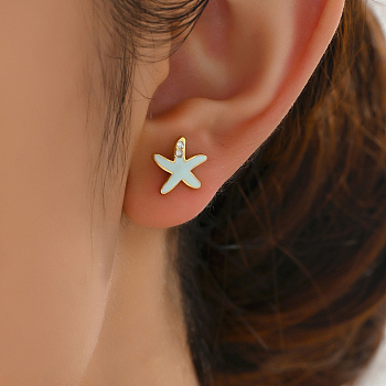 Star Brass and Stylish Stud Earrings for Women, Real 18K Gold Plated, 11x11mm