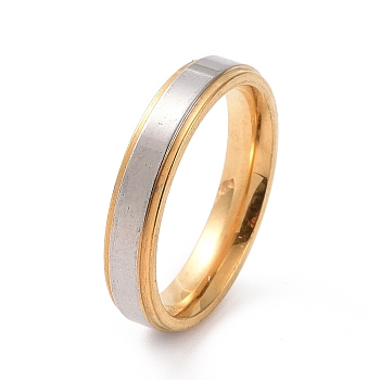 Two Tone 201 Stainless Steel Plain Band Ring for Women, Golden & Stainless Steel Color, Inner Diameter: 17mm