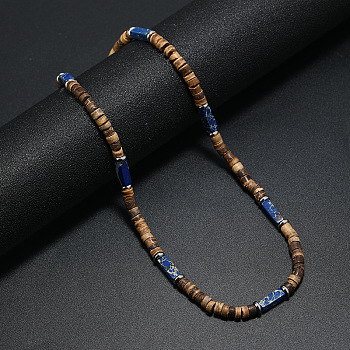 Bohemian Summer Cuboid Dyed Blue Synthetic Imperial Jasper & Coconut Heishi Beaded Necklaces