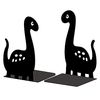 Non-Skid Iron Bookend Display Stands, Adjustable Desktop Heavy Duty Metal Book Stopper for Shelves, Dinosaur, 110x135x178mm, 2pcs/set