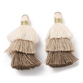 Polycotton Tassel Pendant Decorations, with Iron Loops, BurlyWood, 34~45x4~5mm, Hole: 3mm