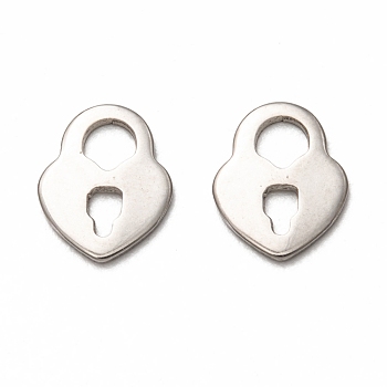 201 Stainless Steel Charms, Laser Cut, Heart Lock, Stainless Steel Color, 10x8x1mm, Hole: 3mm