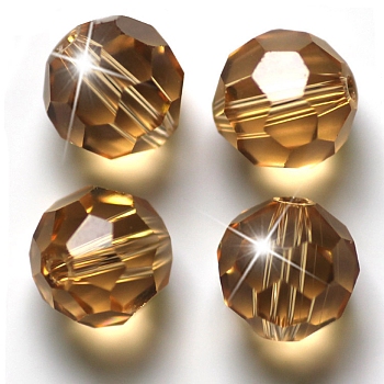 Imitation Austrian Crystal Beads, Grade AAA, Faceted(32 Facets), Round, Dark Goldenrod, 4mm, Hole: 0.7~0.9mm