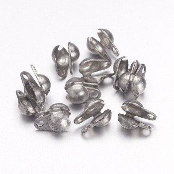 304 Stainless Steel Bead Tips, Stainless Steel Color, 6x4mm, Hole: 1mm, Inner Diameter: 3mm