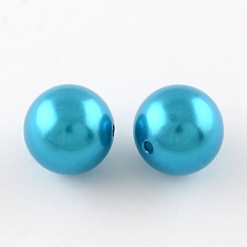 Round ABS Plastic Imitation Pearl Beads, Deep Sky Blue, 20mm, Hole: 2mm, about 120pcs/500g