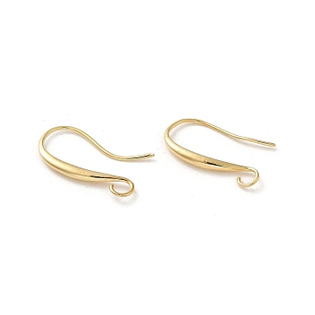 Brass Earring Hooks, Ear Wire with Loops, Real 18K Gold Plated, 22 Gauge, 20x2mm, Hole: 2.7mm, Pin: 0.6mm