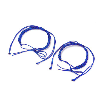 2Pcs Nylon Braided Bracelet Makings, Medium Blue, Inner Diameter: 2 inch(5.2cm)