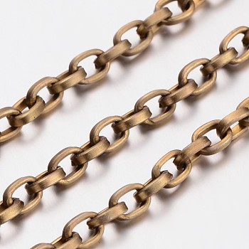 Aluminium Cable Chains, Unwelded, Flat Oval, Oxidated in Antique Bronze, 8x5.5x2mm