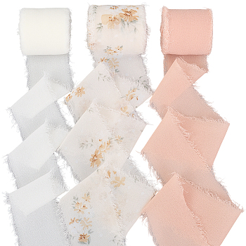 Polyester Ribbon, Raw Edged Ribbon, for Wedding Invitations, Bouquets, Gift Wrapping, Mixed Color, 1-3/4 inch(43mm), about 5.47 Yards(5m)/Set