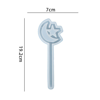 DIY Fairy Stick Food Grade Silicone Molds, Decoration Making, Resin Casting Molds, For UV Resin, Epoxy Resin Jewelry Making, Moon, 192x70x2mm