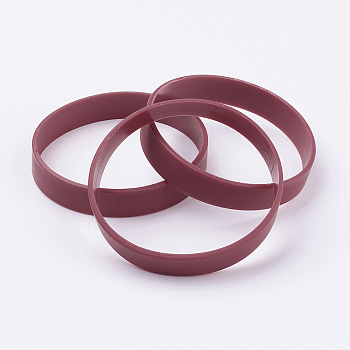 Silicone Wristbands Bracelets, Cord Bracelets, Coconut Brown, 2-1/2 inch(63mm), 12x2mm