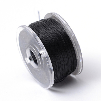 Special Coated Polyester Beading Threads for Seed Beads, Black, 0.1mm, about 50yards/roll
