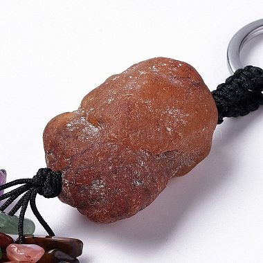 Natural Red Agate Nugget with Mixed Gemstone Chips Tassel Keychains(KEYC-P012-02P-02)-2