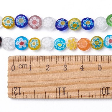 Flat Round Handmade Millefiori Glass Beads(LK-R004-54)-2