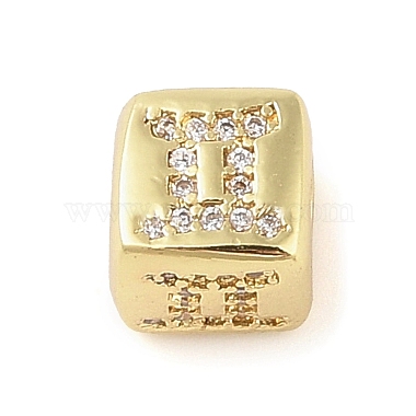 Clear Gemini Brass+Cubic Zirconia European Beads