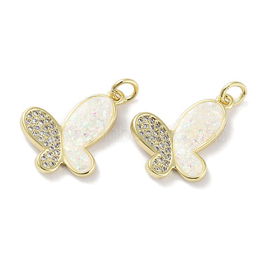 Real 18K Gold Plated White Butterfly Brass+Cubic Zirconia Pendants