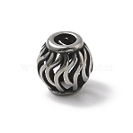 304 Stainless Steel European Beads, Large Hole Beads, Rondelle, Antique Silver, 10.5x10mm, Hole: 4mm(STAS-H238-09A-AS)
