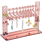 Coat Hanger Removable Acrylic Earring Displays, with 10Pcs Hangers, for Jewelry Display Supplies, Salmon, 17x6x13.2cm(EDIS-WH0041-02A-02)