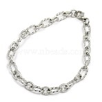 Tarnish Resistant Fashionable 304 Stainless Steel Composite Figaro Cable Chains Bracelets, with Lobster Claw Clasps, Stainless Steel Color, 8-1/4 inch(210mm), 7mm(STAS-A028-B095P)