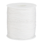 Nylon Braided Cord, Chinese Knotting Cord for Beading Jewelry Making Macrame Craft, White, 1mm, 220m/roll(NWIR-K013-C11)