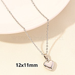 304 Stainless Steel Heart Pendant Necklaces for Men and Women, Stainless Steel Color, 15.75 inch(40cm), Pendant: 12x11mm (FS-WG1B83F-07)