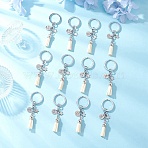 12Pcs Twelve Constellations 304 Stainless Steel Charm & Faux Suede Tassel Keyachins, with Alloy Split Key Rings, Platinum, Constellation, 89.5mm(KEYC-JKC01309)