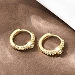 Flat Round Brass Micro Pave Clear Cubic Zirconia Hoop Earrings, Real 18K Gold Plated, 13x14.5x4.5mm(EJEW-D348-28G)