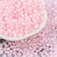 Glass Seed Beads, Inside Colours, Bicone, Pink, 4.5x3.5mm, Hole: 1.5mm, 5625pcs/pound(SEED-A032-05L)