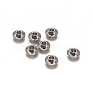 Flat Round 304 Stainless Steel Spacer Beads, Stainless Steel Color, 6x3mm, Hole: 1.8mm(X-STAS-I050-05)