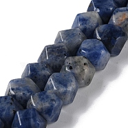 Natural Sodalite Star Cut Round Beads Strands, Faceted, 7~8.5x7~8.5x7~8.5mm, Hole: 1.2mm, about 25~26pcs/strand, 8.39''~8.62''(21.3~21.9cm)(G-M418-C05-01)