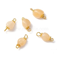 Natural Honey Jade Links Connectors, with Alloy Daisy Spacer Beads & Brass Eye Pin, Golden, Nuggets, 17.5~19x7.5~9.5x5~7mm, Hole: 1.6~2.7mm(PALLOY-JF01091-02)
