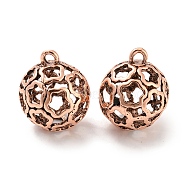 Alloy Pendants, Hollow Round, Red Copper, 30x29.5mm, Hole: 3mm(FIND-G064-03R)