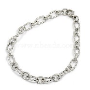 Fashionable 304 Stainless Steel Composite Figaro Cable Chains Bracelets, with Lobster Claw Clasps, Stainless Steel Color, 8-1/4 inch(210mm), 7mm(STAS-A028-B095P)