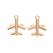 Brass Charms, Nickel Free, Passenger Plane, Real 18K Gold Plated, 14x12x2mm, Hole: 1.5mm(X-KK-T062-147G-NF)