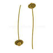 Brass Fancy Pins, with Alloy Findings, Cadmium Free & Lead Free, Antique Golden, 53~55x0.7mm, Head: 8mm(TIBE-894-AG-RS)