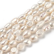 Grade AA Natural Cultured Freshwater Pearl Beads Strands, Two Sides Polished, Bisque, 6~8x5.5~6.5mm, Hole: 0.6mm, about 42~45pcs/strand, 14.37 inch(36.5cm)(PEAR-L033-31D)