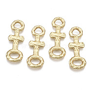 Alloy Links Connectors, Textured, Cross, Cadmium Free & Nickel Free & Lead Free, Matte, Real 16K Gold Plated, 30x11x2.5mm, Hole: 3.5x6mm & 4mm(PALLOY-R113-13MG-NR)