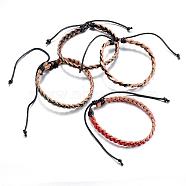 Adjustable Braided Leather Cord Bracelets, Mixed Color, 2-1/2 inch(66mm)(BJEW-P099-21)