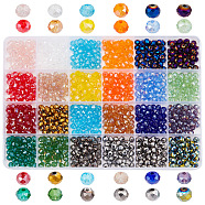 1008Pcs 24 Colors Electroplate Glass Beads Strands, AB Color Plated & Transparent, Faceted, Rondelle, Mixed Color, 6x5mm, Hole: 1mm, 42Pcs/color(EGLA-HY0001-06)