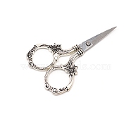 Stainless Steel Flower Scissors, Embroidery Scissors, Sewing Scissors, with Zinc Alloy Handle, Antique Silver & Stainless Steel Color, 90mm(WG84250-02)
