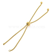 Ion Plating(IP) 304 Stainless Steel Box Chain Slider Bracelet Makings, Real 18K Gold Plated, 8-3/4 inch(22.2cm), 18mm, Hole: 2mm(STAS-P360-03G)