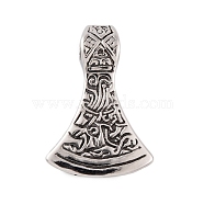 304 Stainless Steel Pendants, Axe Charm, Antique Silver, 40x27x8.5mm, Hole: 6mm(STAS-K283-12AS)