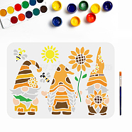 US 1Pc PET Hollow Out Drawing Painting Stencils, with 1Pc Art Paint Brushes, Gnome, Painting Stencils: 210x297mm(DIY-MA0001-60B)