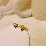 Heart Alloy Stud Earrings, Golden, 23x23mm(WG64463-25)