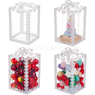 Foldable Transparent PVC Boxes, for Craft Candy Packaging Wedding Party Favor Gift Boxes, Rectangle with Bowknot Pattern, Clear, 140x90x90mm, 24pcs/bag(CON-BC0006-30)
