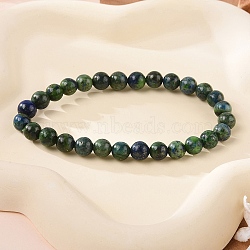 Natural Chrysocolla and Lapis Lazuli Round Bead Stretch Bracelets, 54.5mm(BJEW-L593-D03)