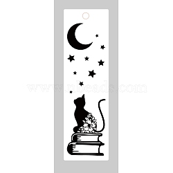 Acrylic Bookmarks, Rectangle Bookmarks, Cat Shape, 118x35x2.5mm, Hole: 5mm(AJEW-WH0387-013)