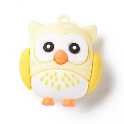 PVC Cartoon Owl Doll Pendants, for Keychains, Champagne Yellow, 43x37x26mm, Hole: 3mm(KY-C008-04F)